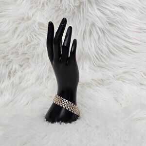 Goldette Vintage Gold Tone Mesh Link Retro Signed Bracelet